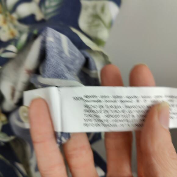 Zara Button Up Shirt Mens Medium Blue Floral Tropical Hawaiian Cotton Beach - Picture 6 of 8